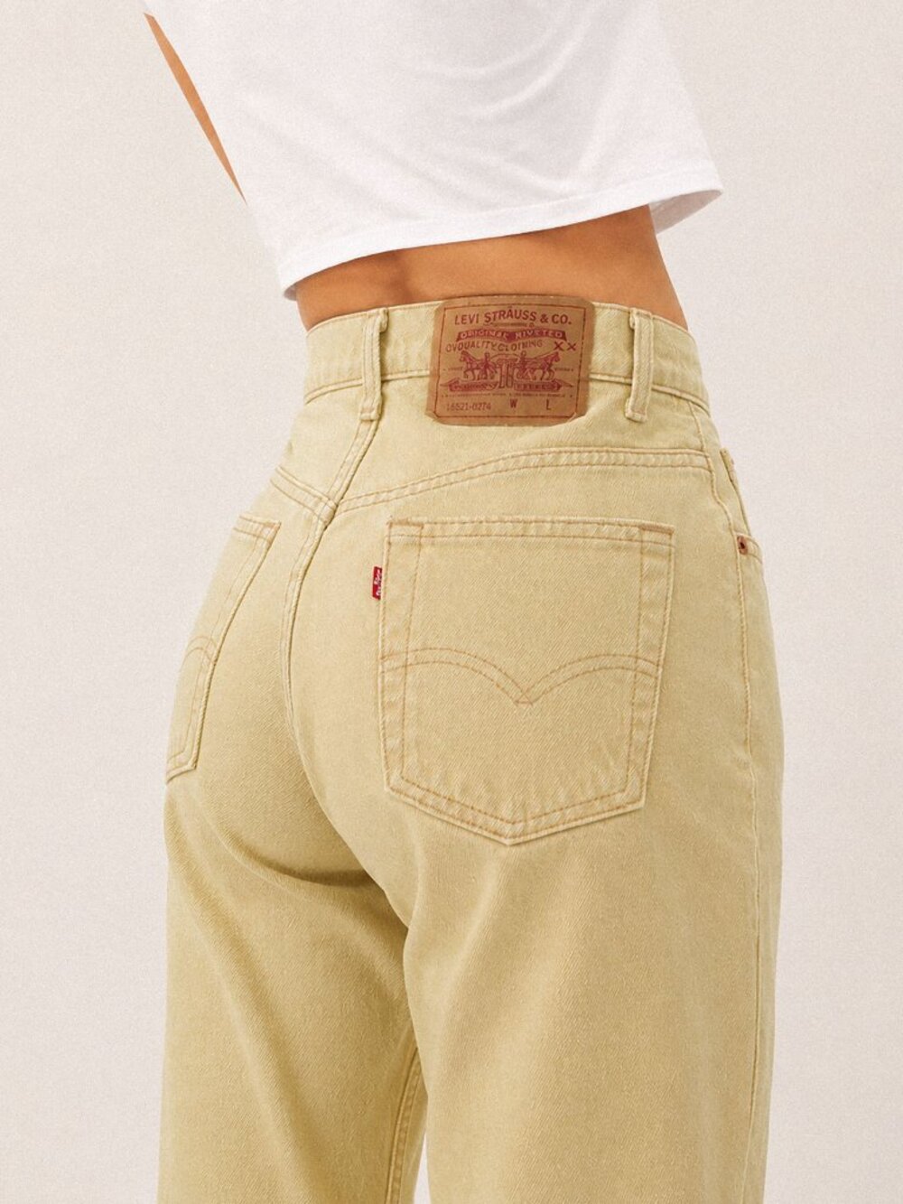 VTG 90s Levis 521 Jeans Womens 10 M Pastel Yellow High Waist Tapered Made In USA